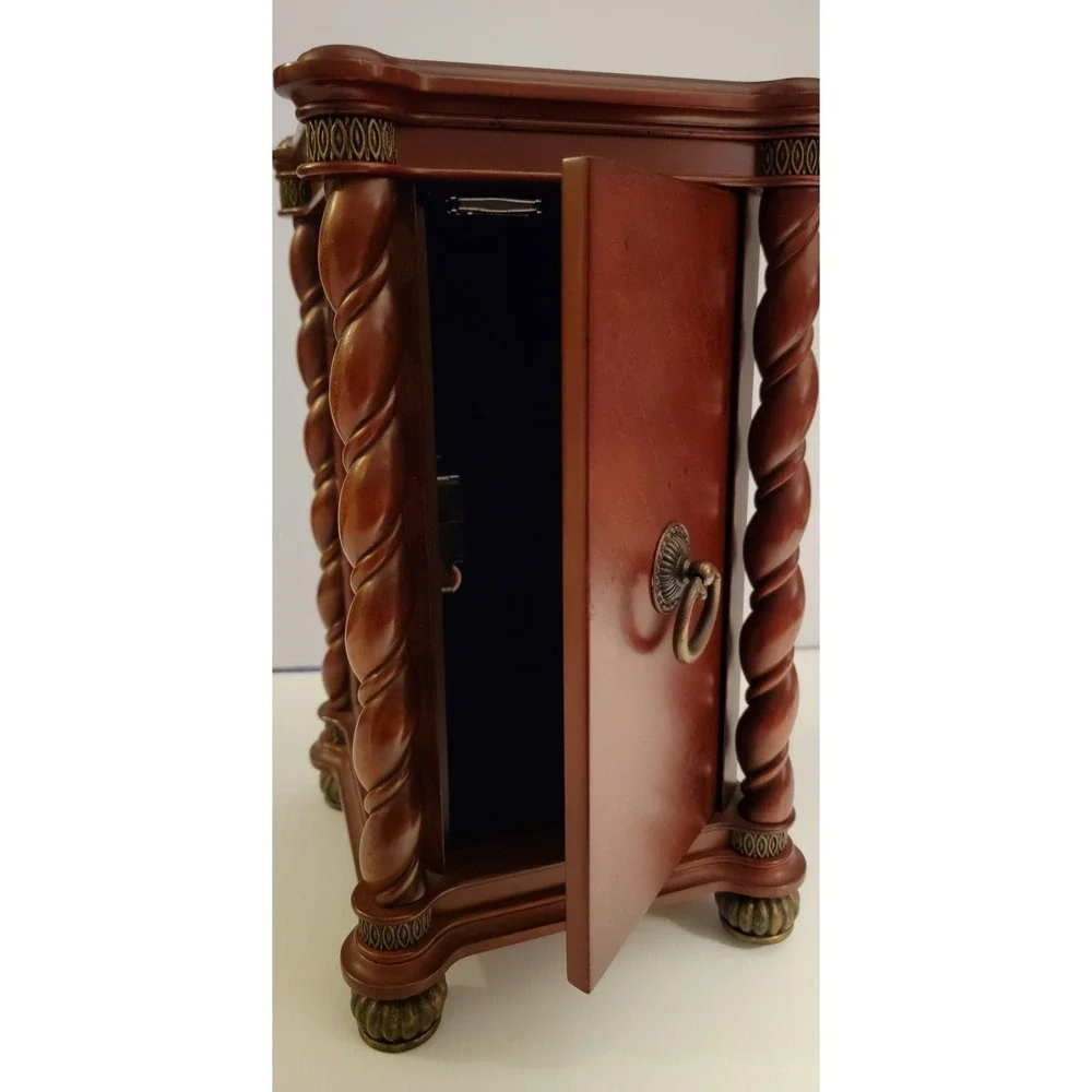 Vintage Cherry Wood Bombay Mantle Shelf Quartz Clock Hidden Storage Compartment